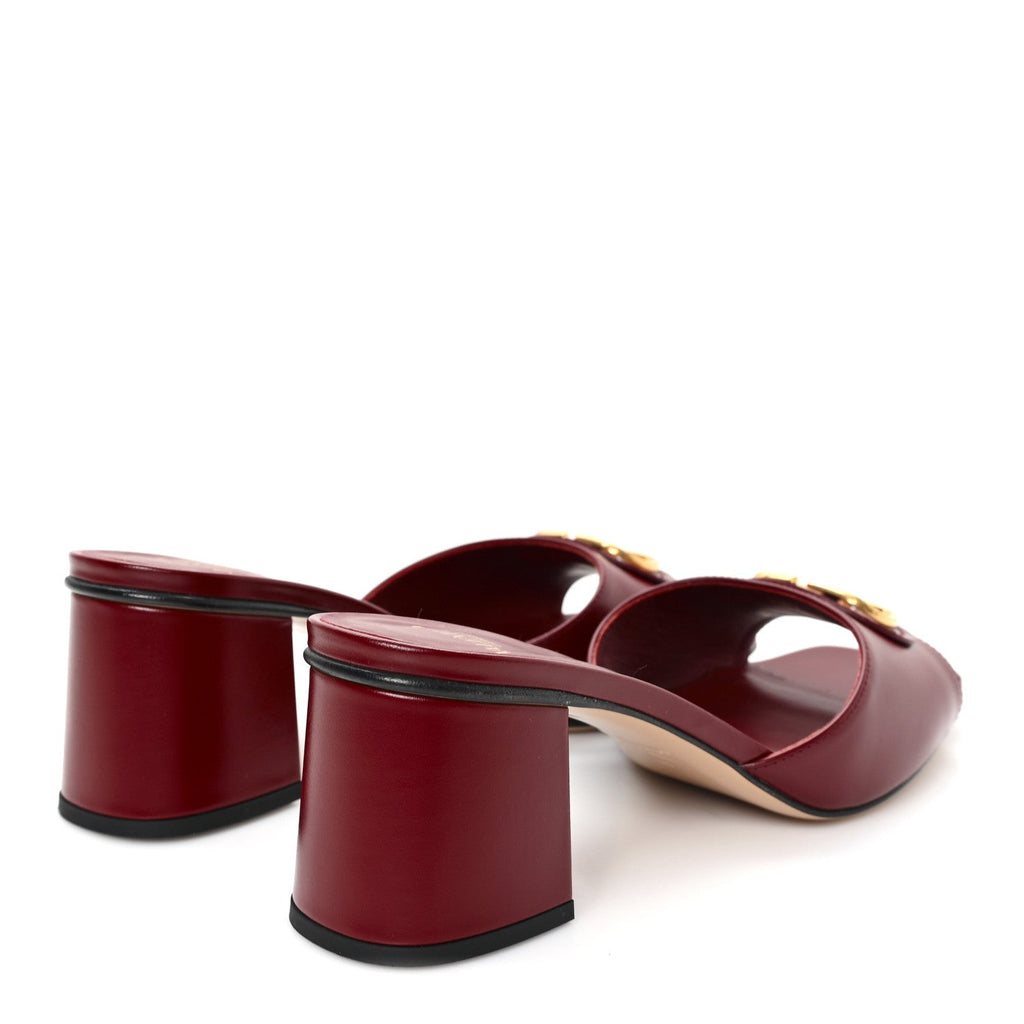 Calfskin VLogo 45mm Slide Sandals 38 Brick