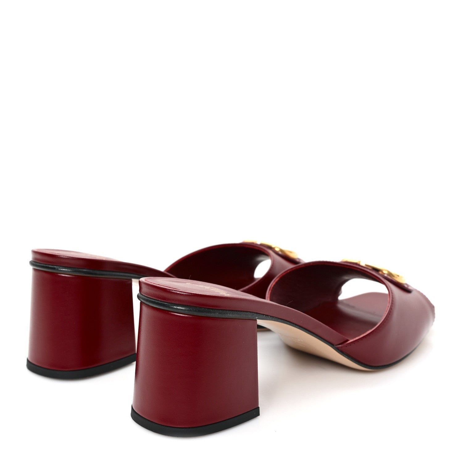 Calfskin VLogo 45mm Slide Sandals 38 Brick