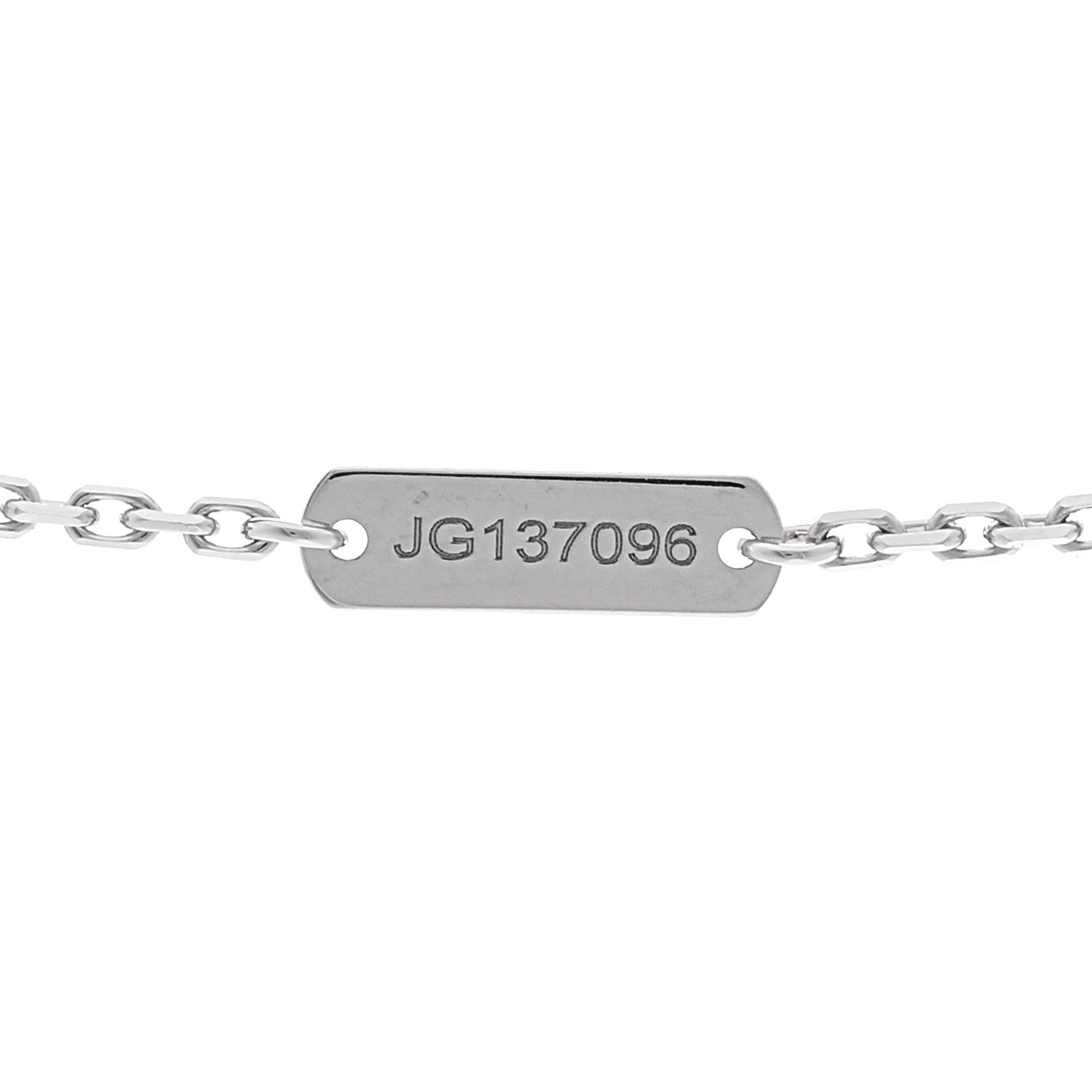 18K White Gold Guilloche Vintage Alhambra Pendant Necklace