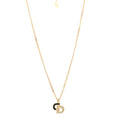 Metal Crystal Enamel CD Necklace Gold Black