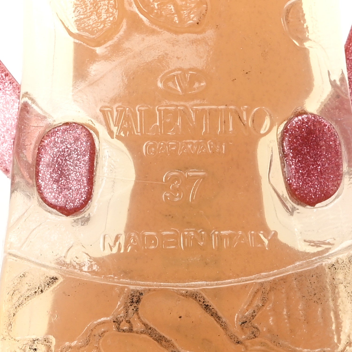 PVC Jelly Glitter Rockstud Bow Thong Sandals 37 Pink