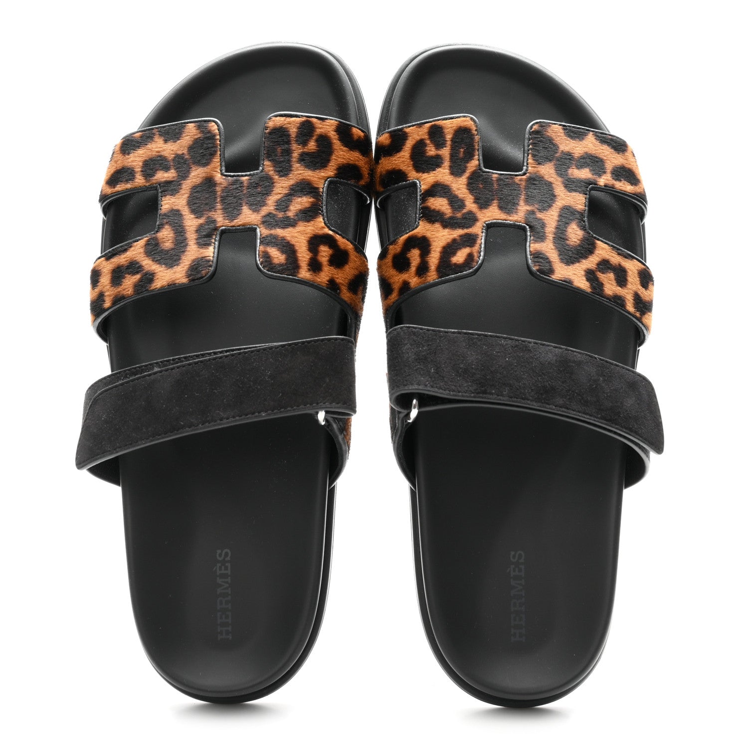 Moire Calfskin Suede Goatskin Womens Leopard Chypre Sandals 40 Gold Black