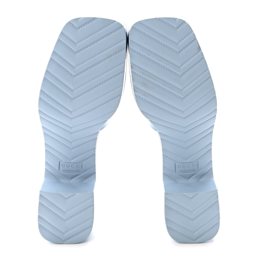 Rubber Gucci Logo Womens Platform 20/60mm Slide Sandals 41 Porcelain Light Blue