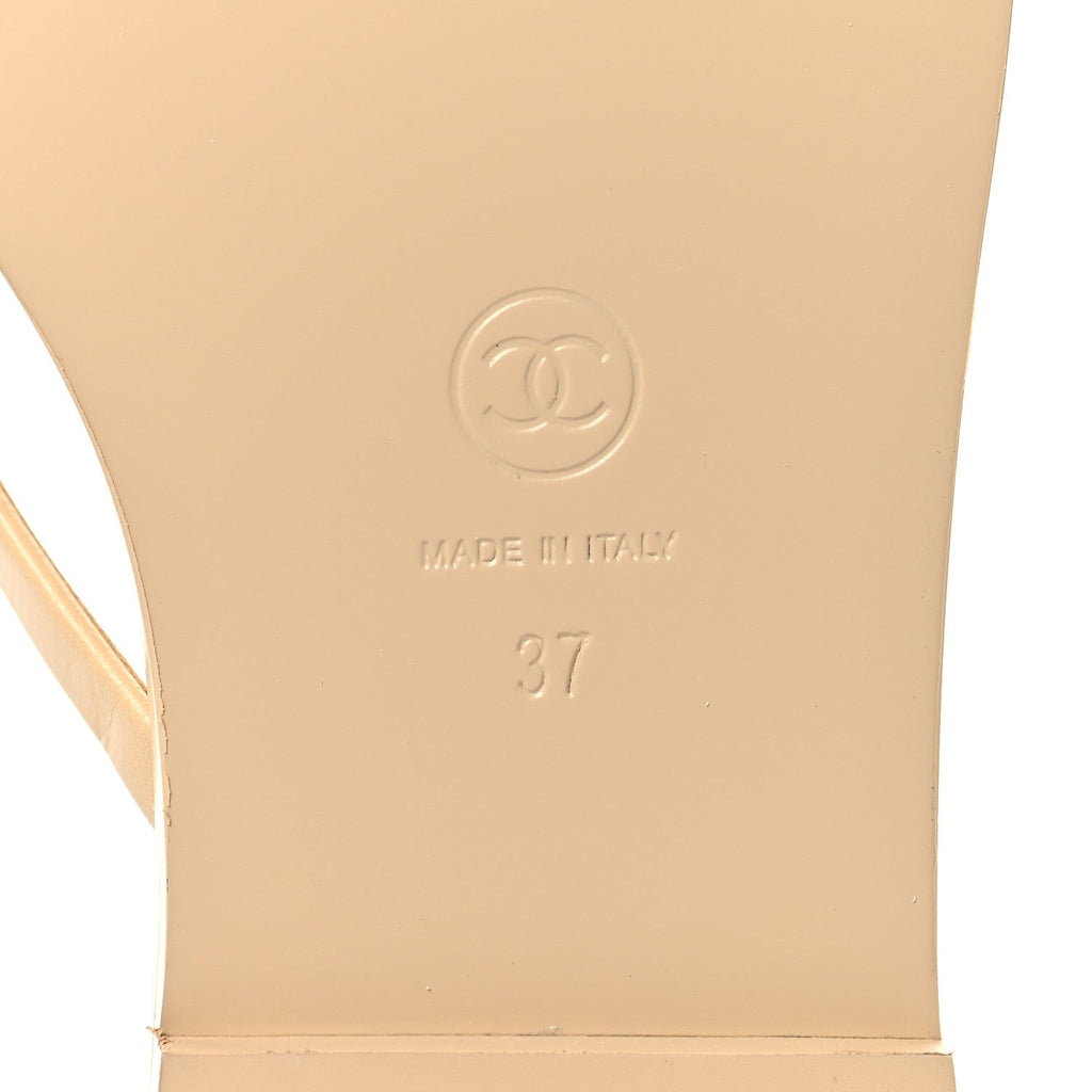 Goatskin CC Times Square Thong Sandals 37 Beige