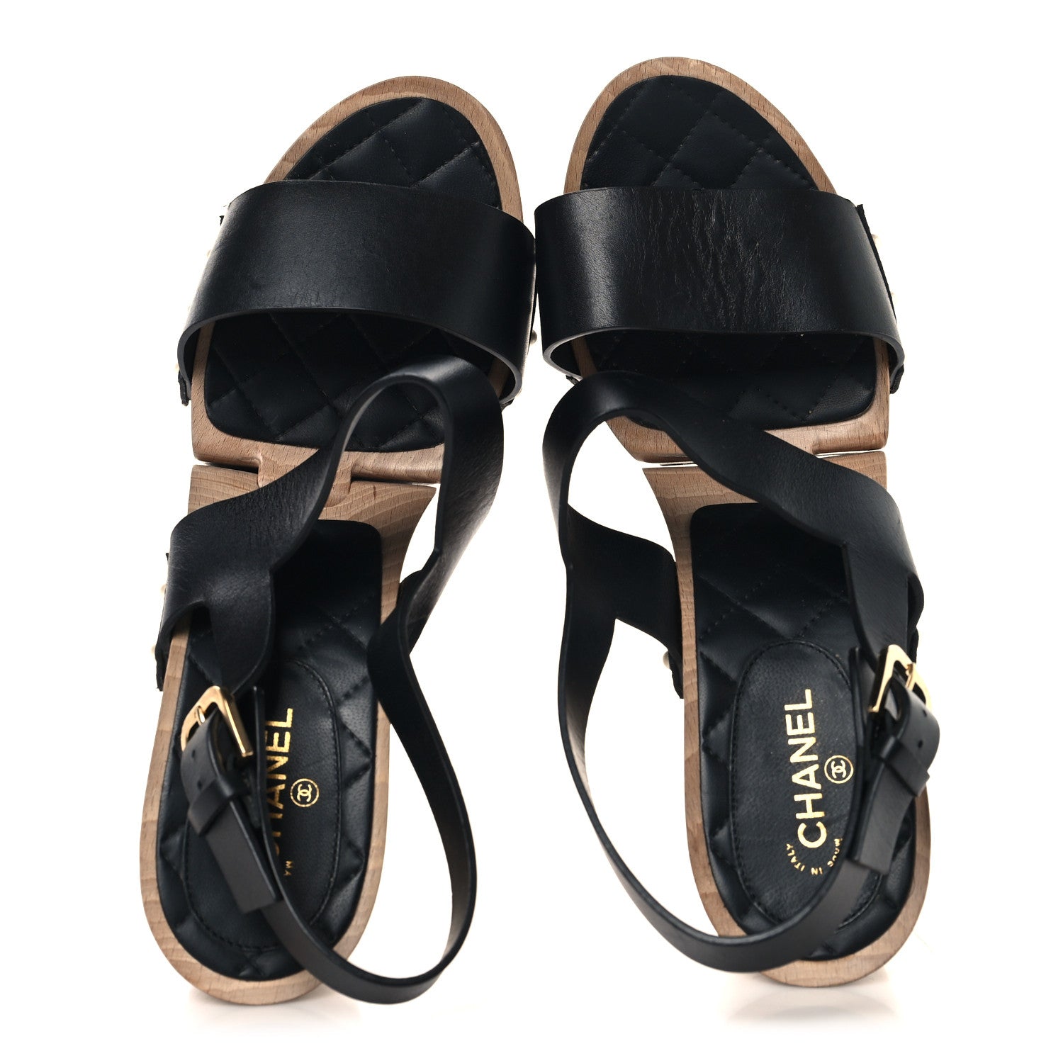 Wood Calfskin CC Hinge Wedge 41 Black