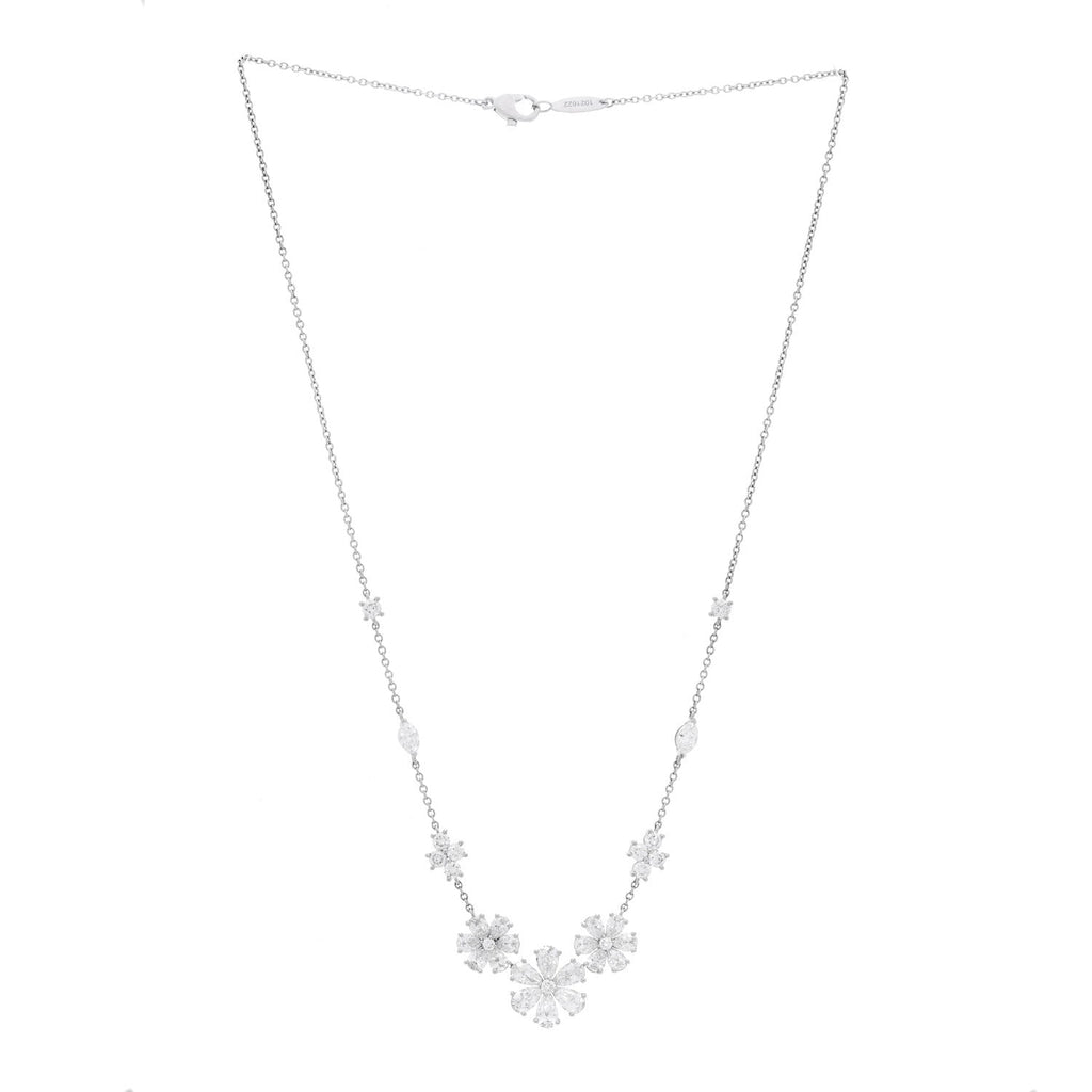Platinum Diamond Forget-Me-Not Multi Motif Pendant Necklace