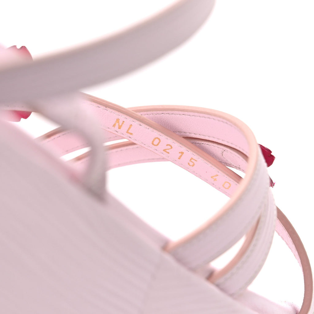 LV X TM Cherry Blossom Calfskin Maya Flatform Sandals 40 Light Pink
