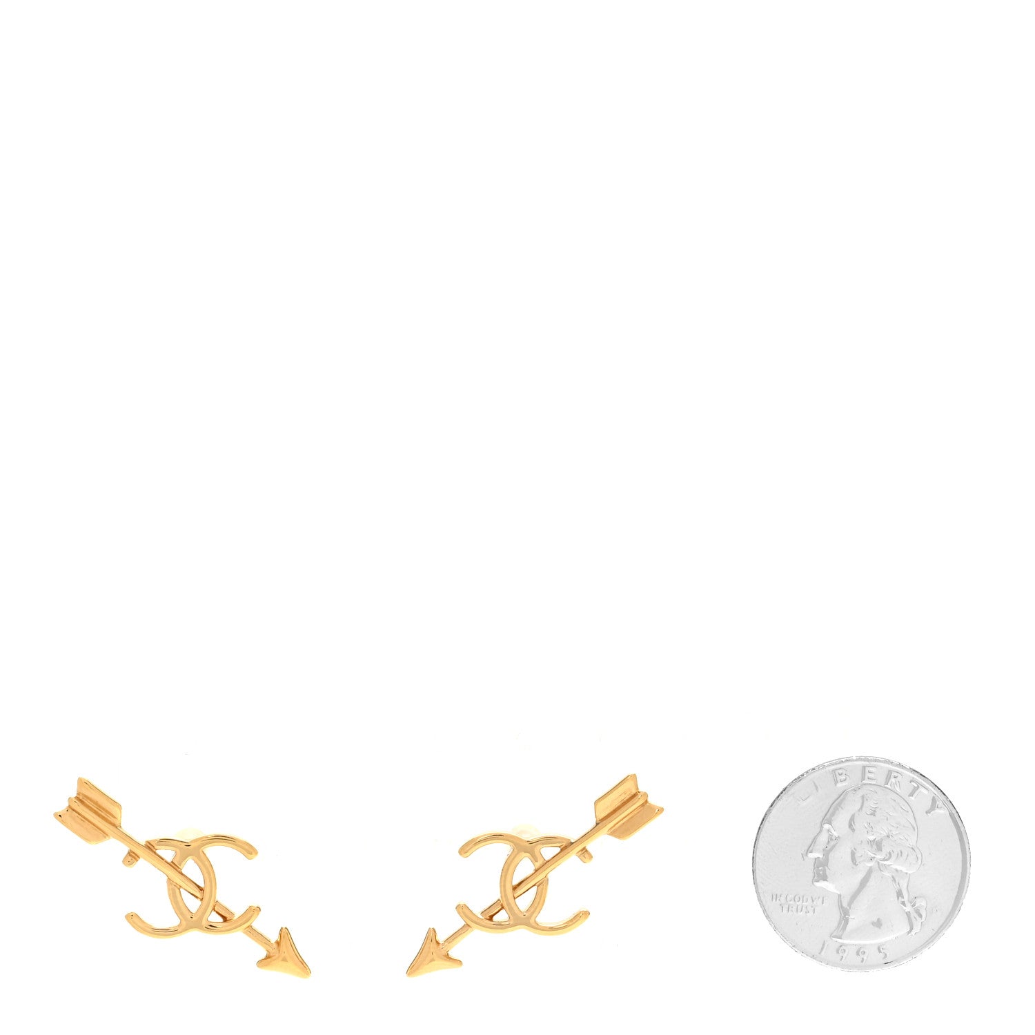 Metal CC Arrow Stud Earrings Gold