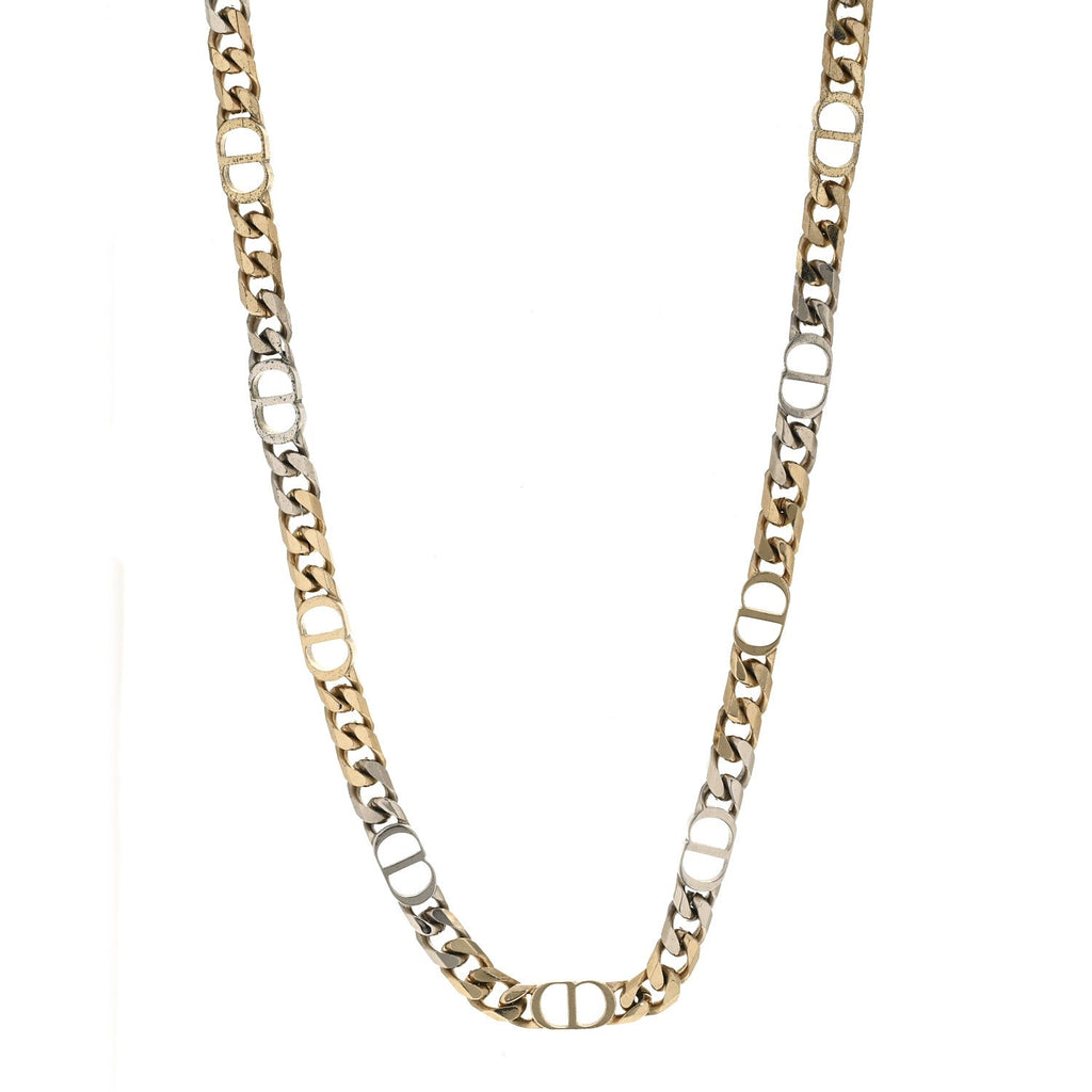 Brass CD Icon Thin Chain Link Necklace Silver Gold