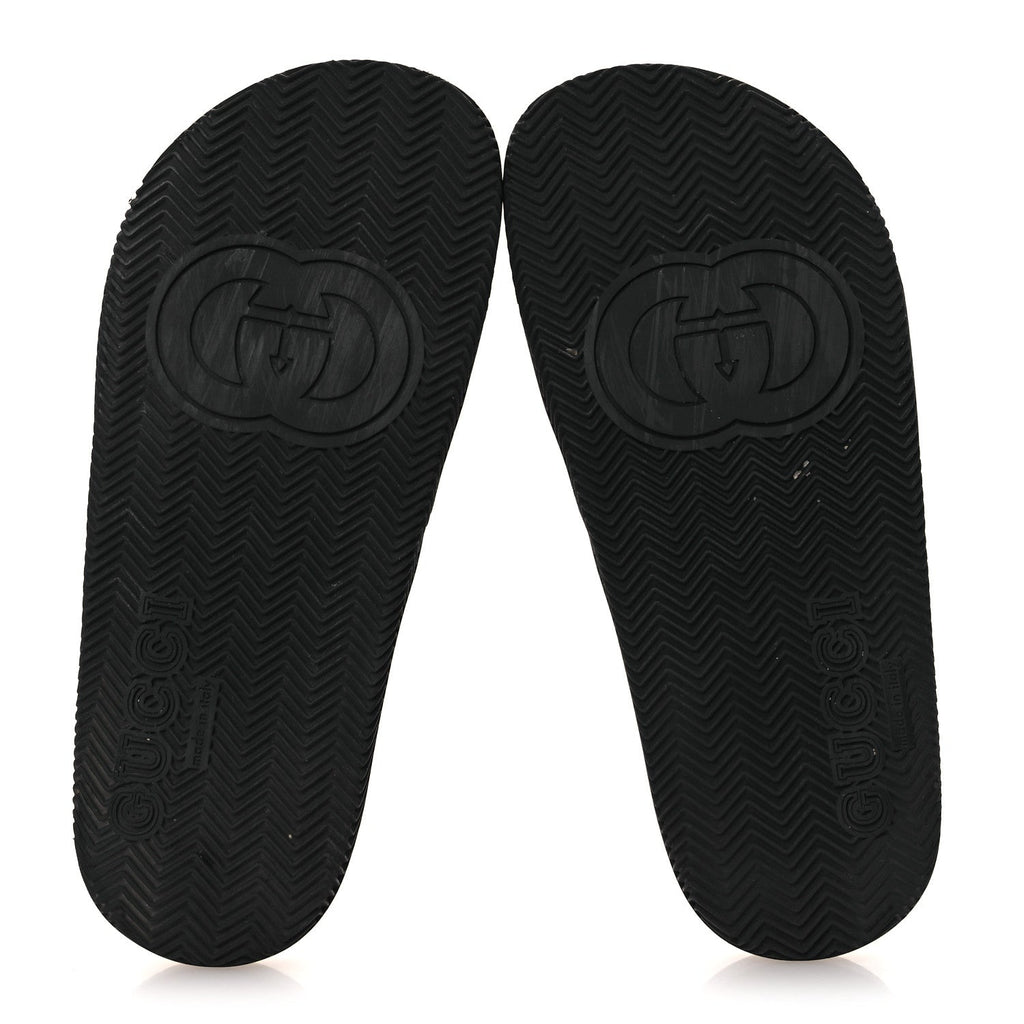 Rubber Web Womens Interlocking G Slide Sandals 33 Black Green Red