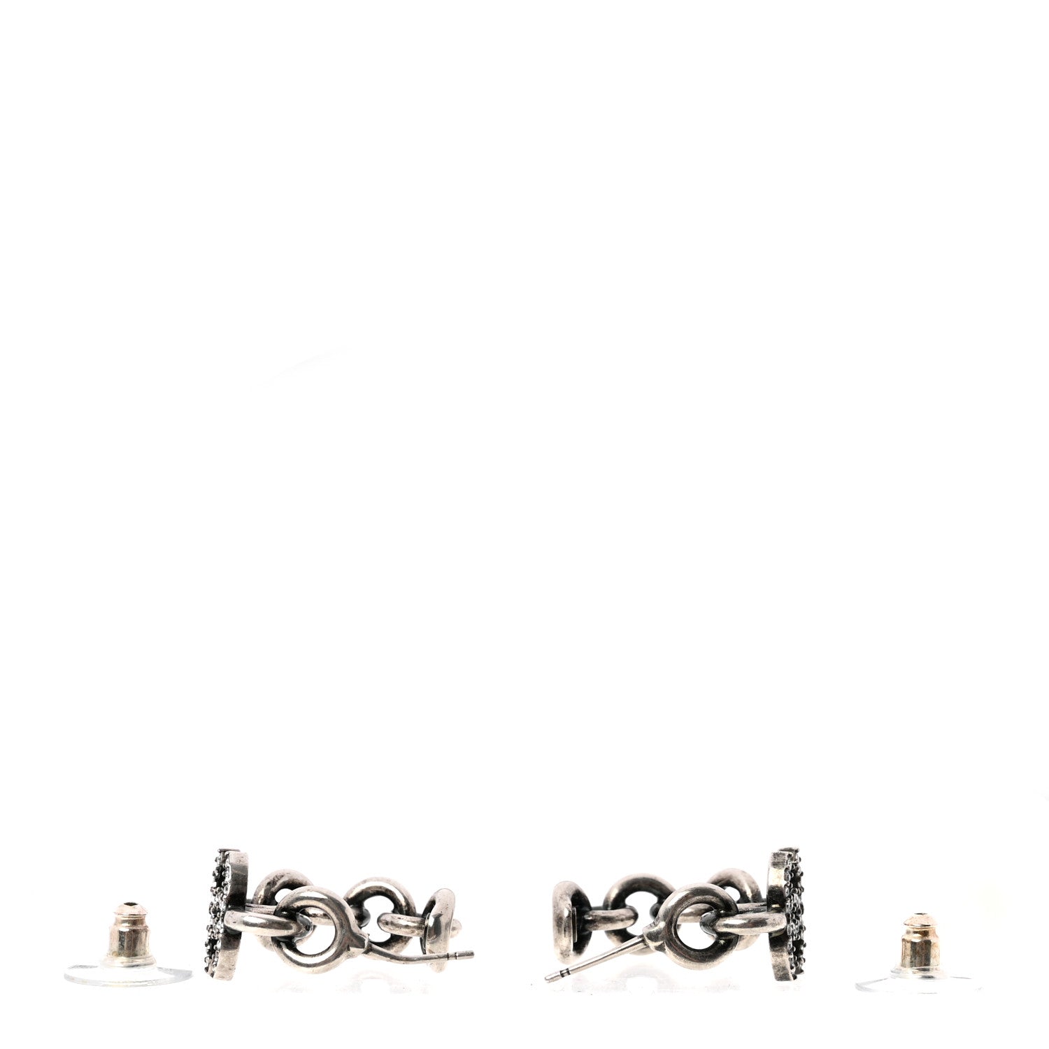 Crystal CC Chain Hoop Earrings Silver