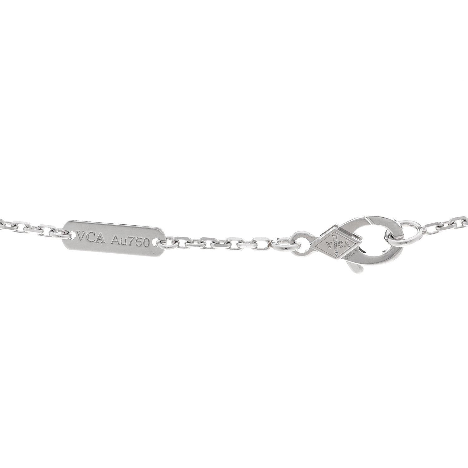 18K White Gold Guilloche Vintage Alhambra Pendant Necklace