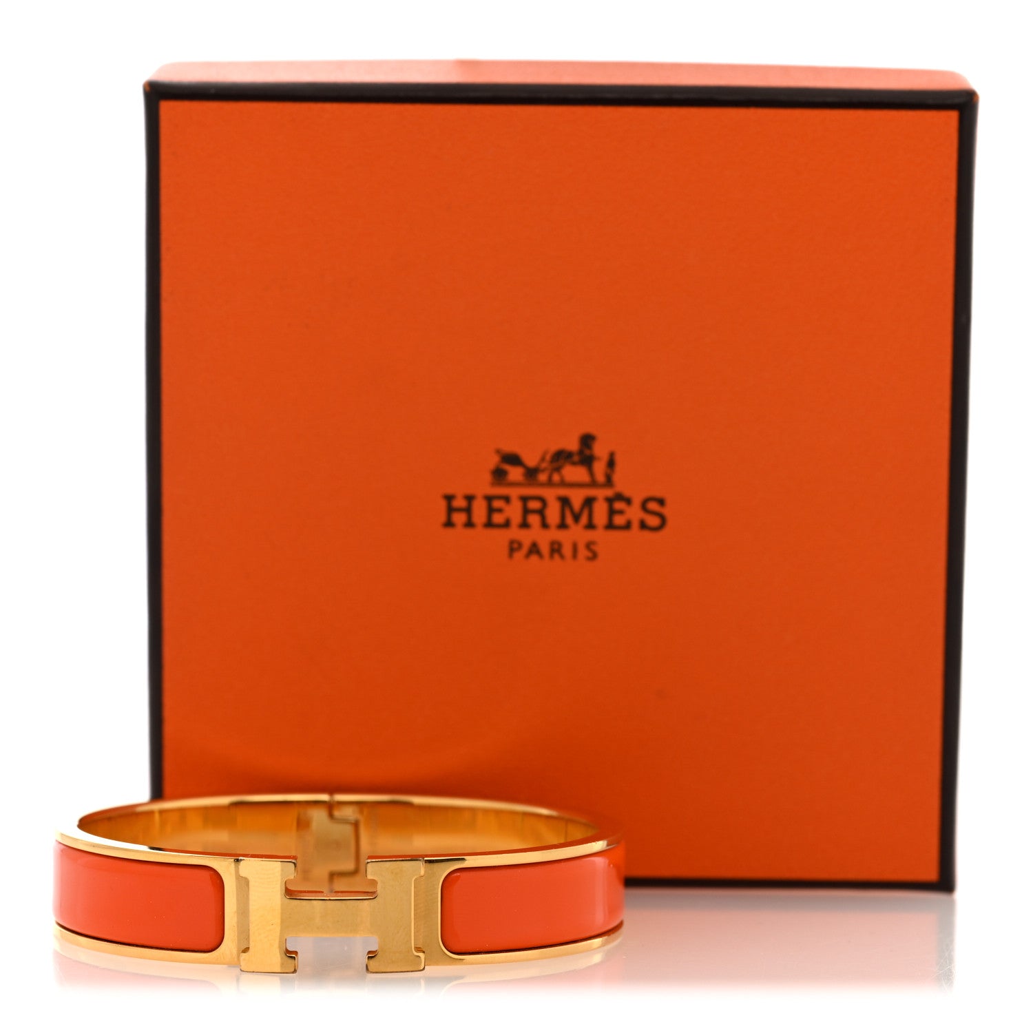 Enamel Narrow Clic Clac H Bracelet PM Orange