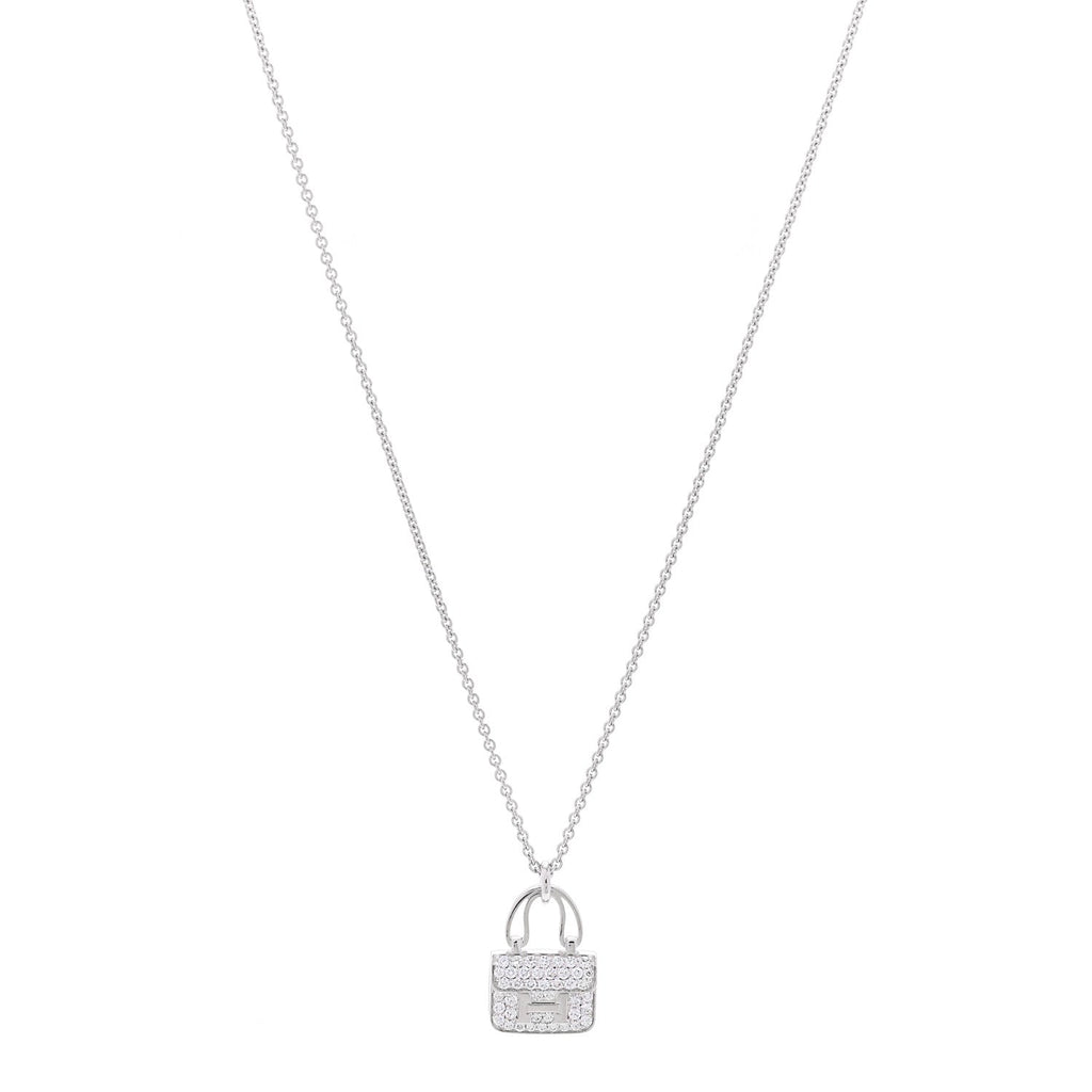 18K White Gold Diamond Constance Amulettes Pendant Necklace