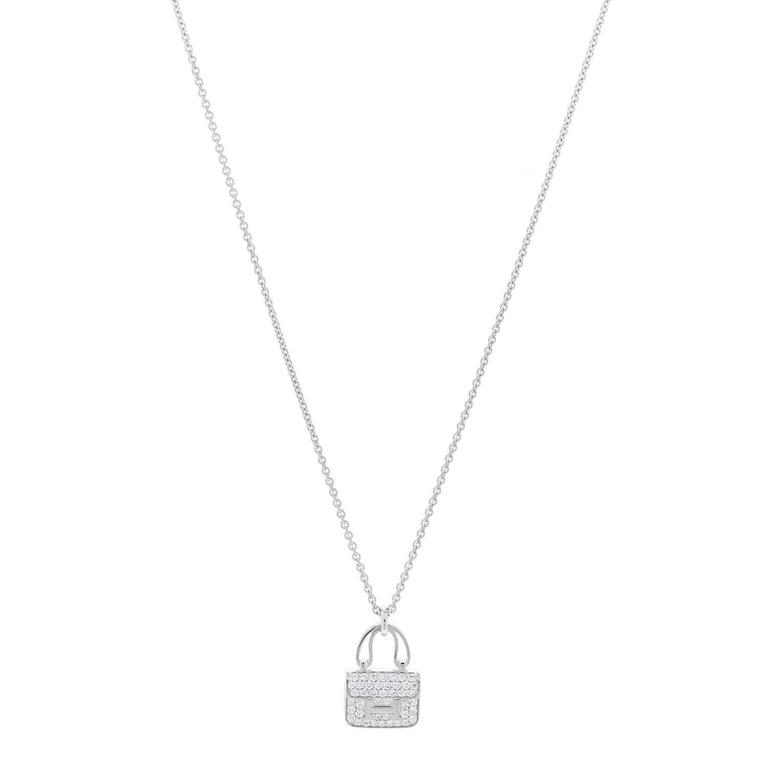 18K White Gold Diamond Constance Amulettes Pendant Necklace