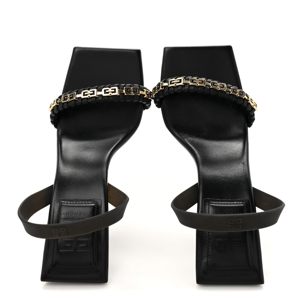 Smooth Nappa G Woven Slingback 90mm Sandals 38.5 Black