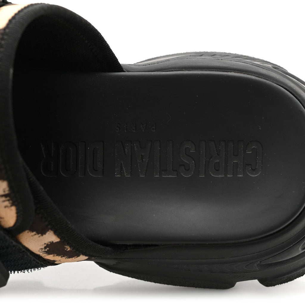 Technical Fabric Nylon Leopard Print D-Wander Slide Sandals 39 Black Brown