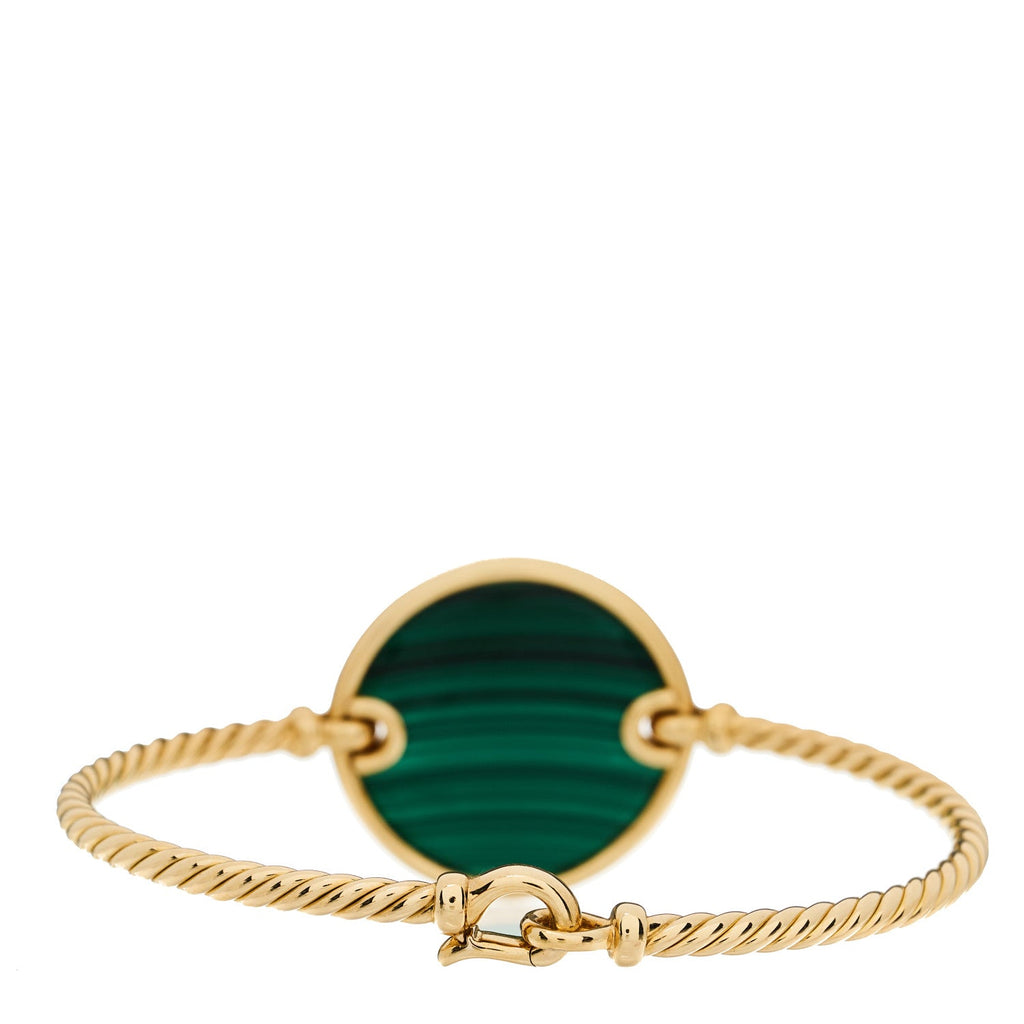 18K Yellow Gold Diamond Malachite DY Elements Bangle Bracelet
