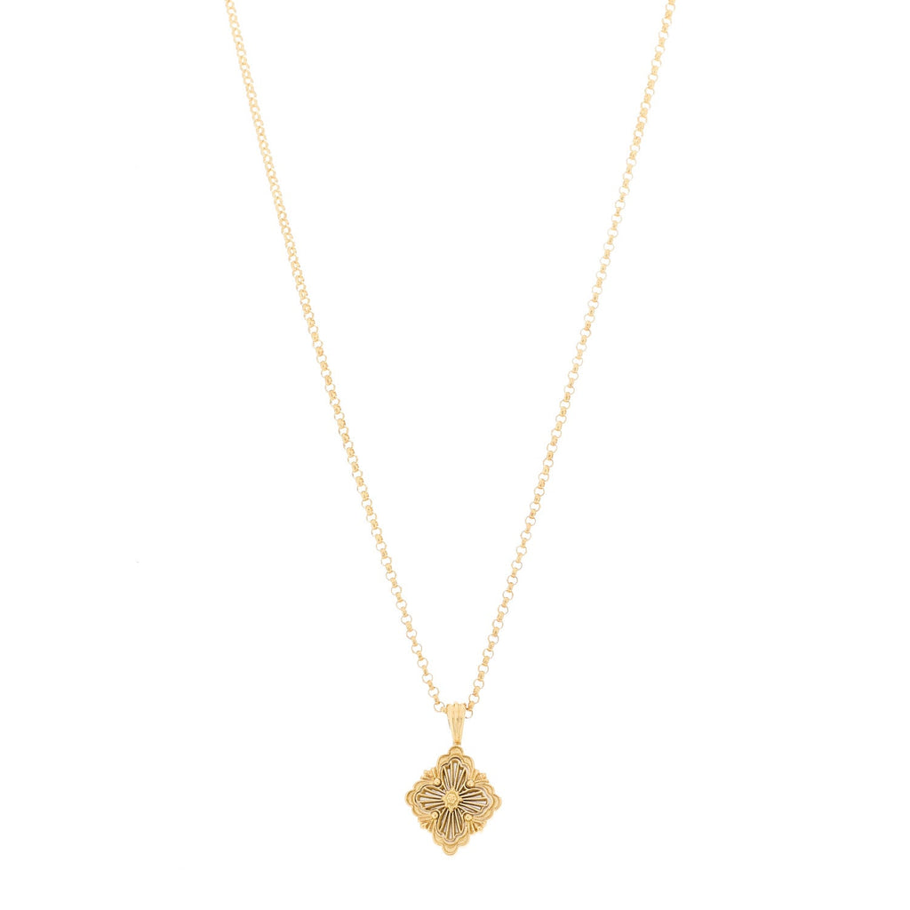 18K Yellow Gold Mother of Pearl Small Opera Tulle Pendant Necklace
