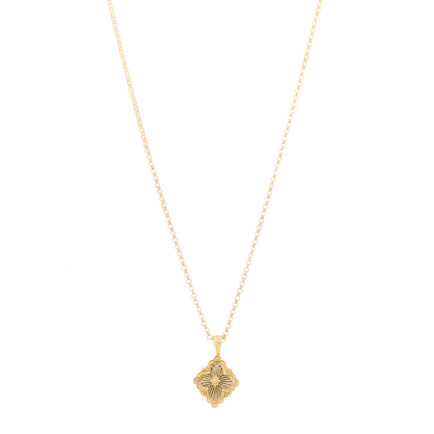 18K Yellow Gold Mother of Pearl Small Opera Tulle Pendant Necklace