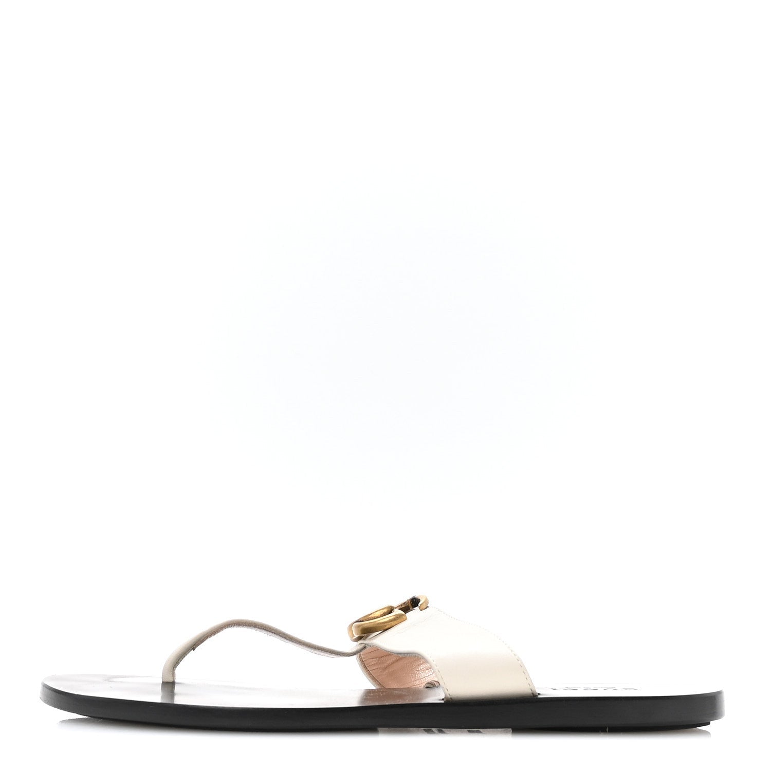 Calfskin GG Marmont Thong Sandals 36.5 Mystic White