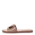 Calfskin Vlogo Cut Out Flat Slide Sandals 36.5 Rose