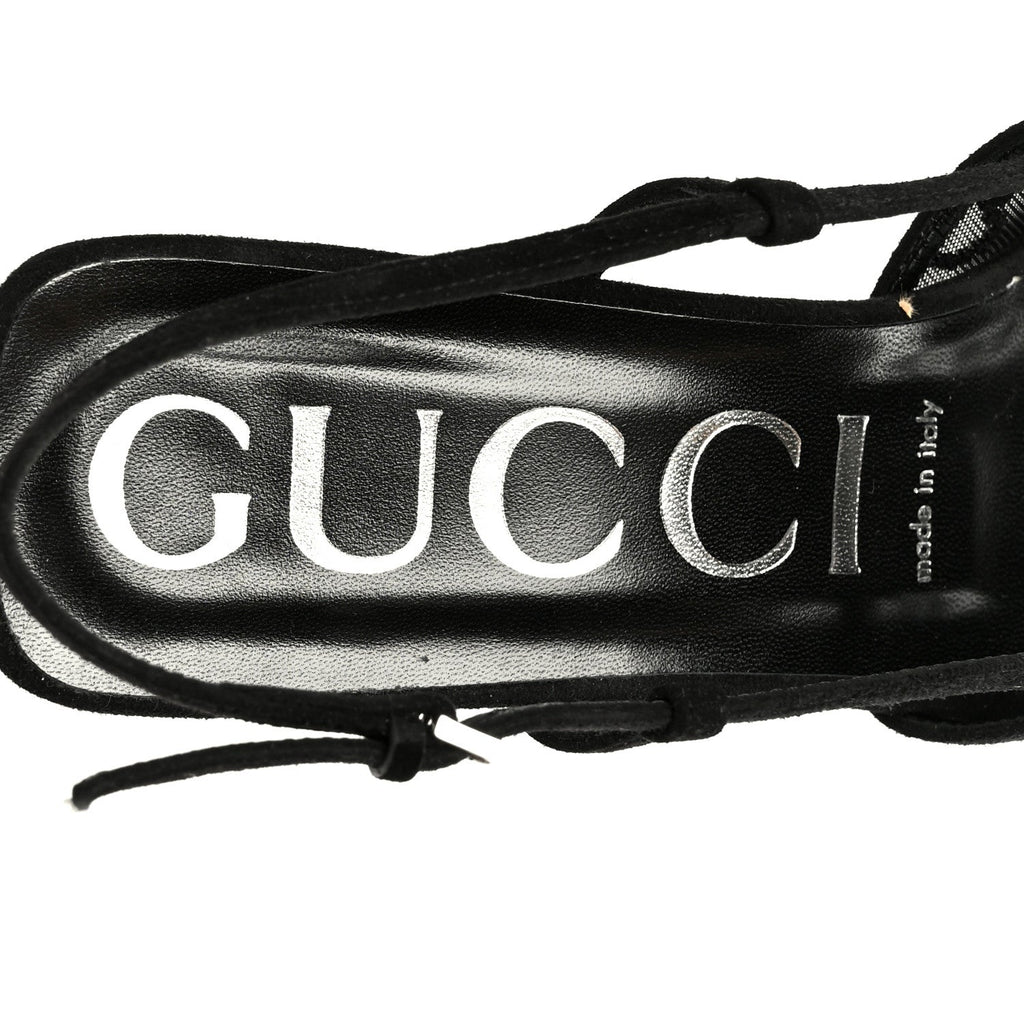 Tela Retino Kid Scamosciato Crystal GG Monogram Square G 35mm Slingback Pumps 39 Black