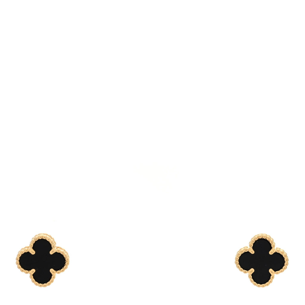 18K Yellow Gold Black Onyx Sweet Alhambra Earrings