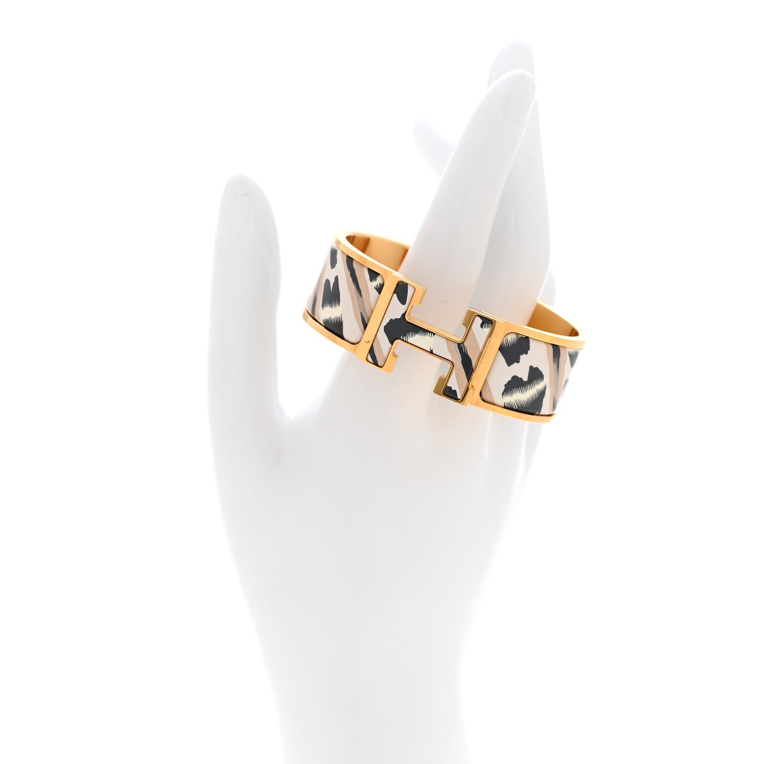 Enamel Printed Wide Le Chat Carre Clic Clac H Bracelet PM Lumière