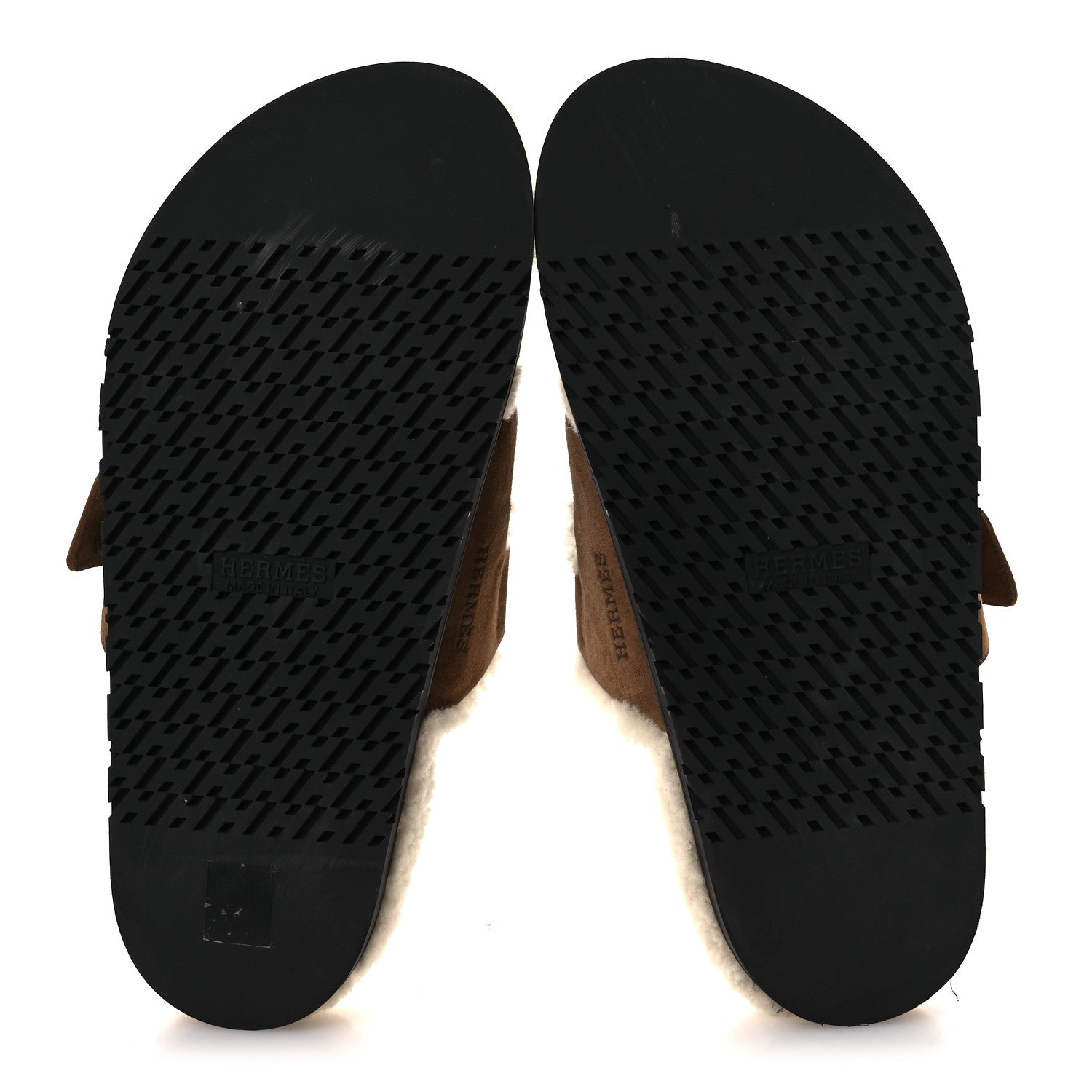 Suede Goatskin Woolskin Mens Chypre Sandals 42 Brun Fume Ecru