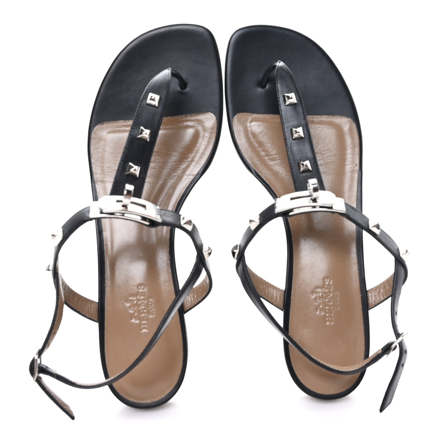 Calfskin Studded Olivia Sandals 39 Black