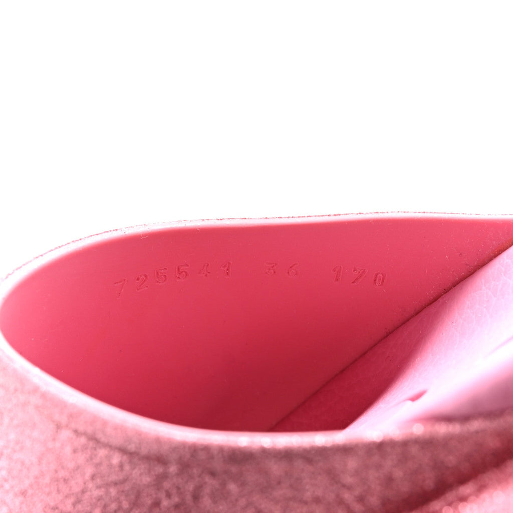 Glitter Rubber Womens Interlocking G Platform 42mm Slide Sandals 36 Rose