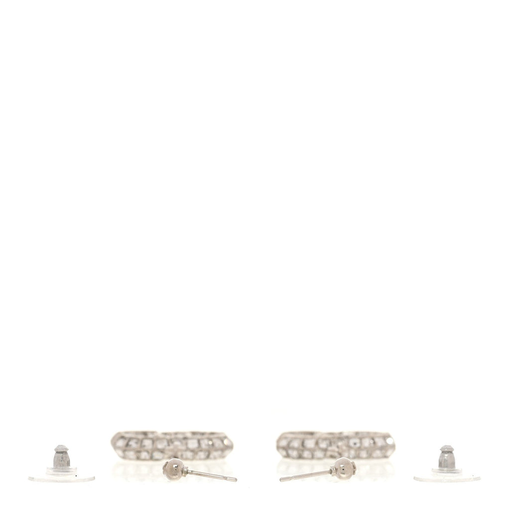 Baguette Crystal CC Drop Earrings Silver