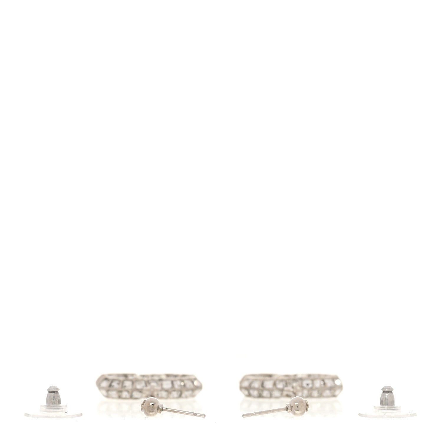 Baguette Crystal CC Drop Earrings Silver
