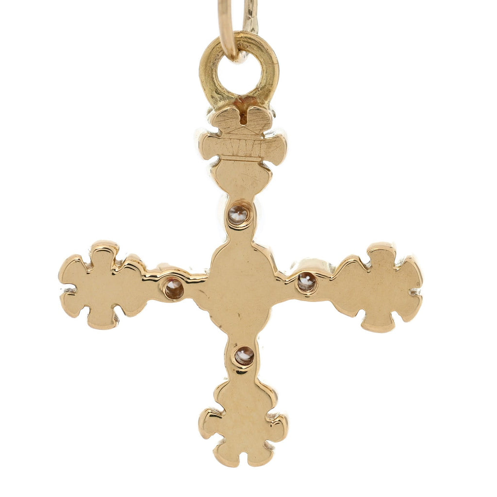 18K Yellow Gold Diamond Fiori Cross Pendant