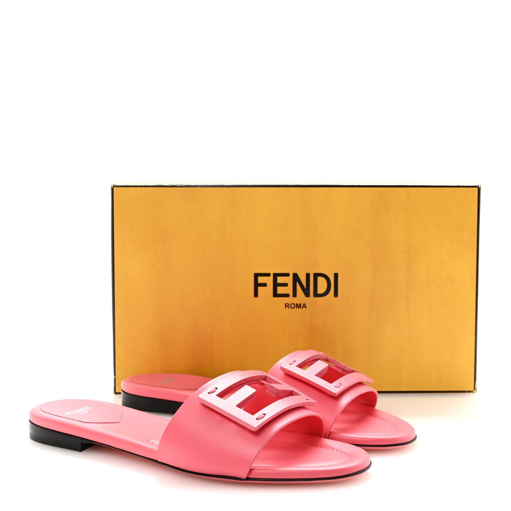 Vitello Cuoio Baguette Flat Slide Sandals 38 Pink Dalia