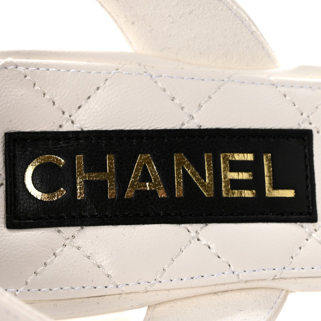 Lambskin Silk CC Wrap Ankle Sandals 38 White