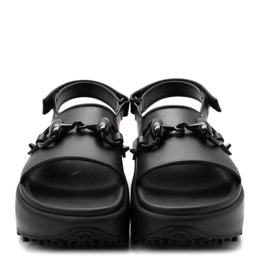 Soft Rubber Horsebit Touch Womens Strapped Sandals 38 Black
