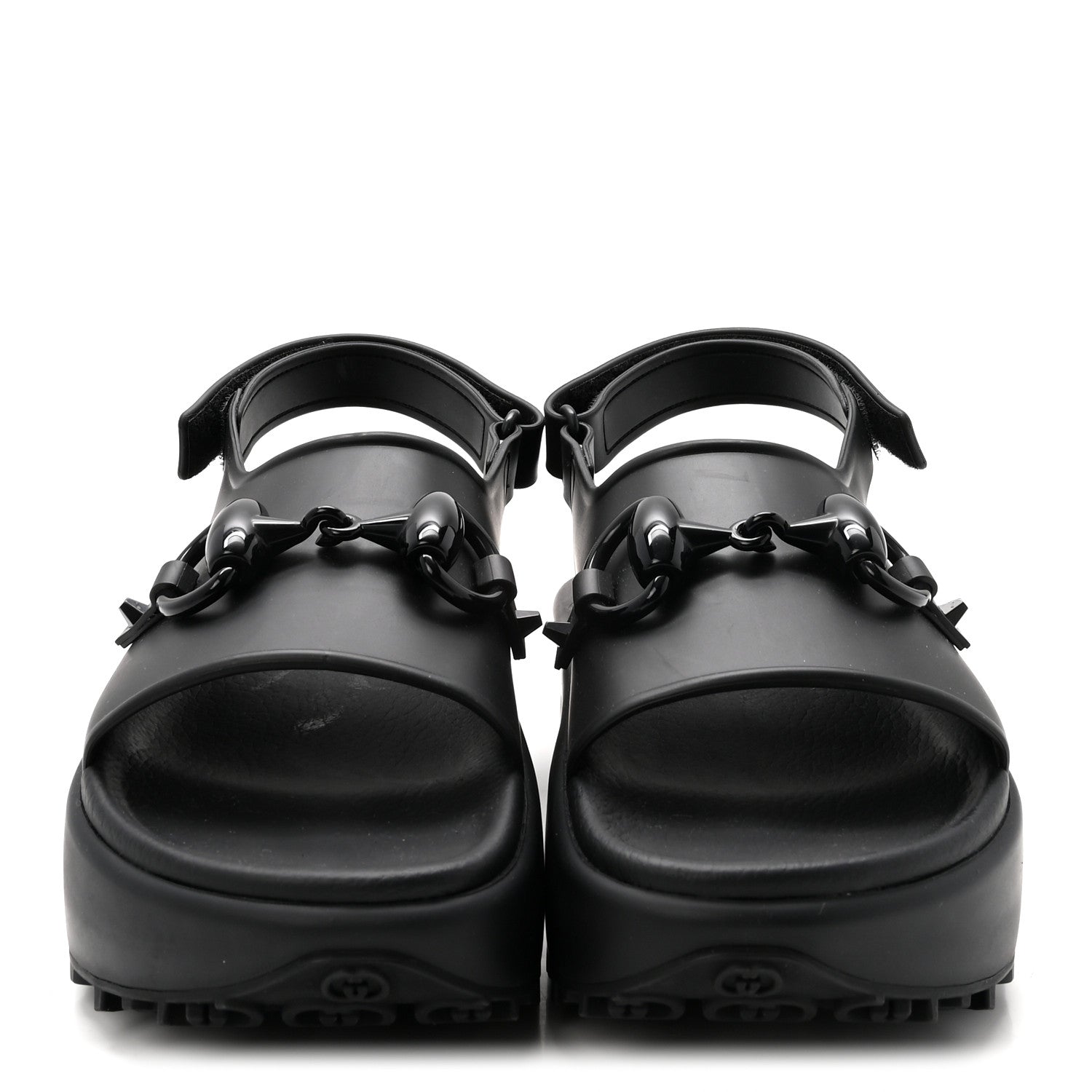 Soft Rubber Horsebit Touch Womens Strapped Sandals 38 Black