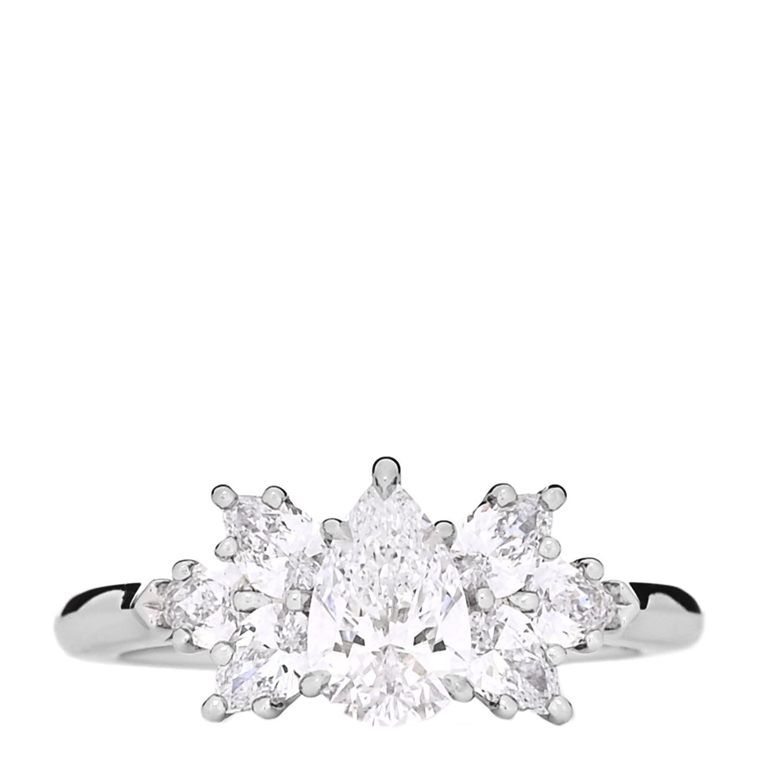 Platinum Diamond .57ct Pear Cluster Engagement Ring 47 4.25