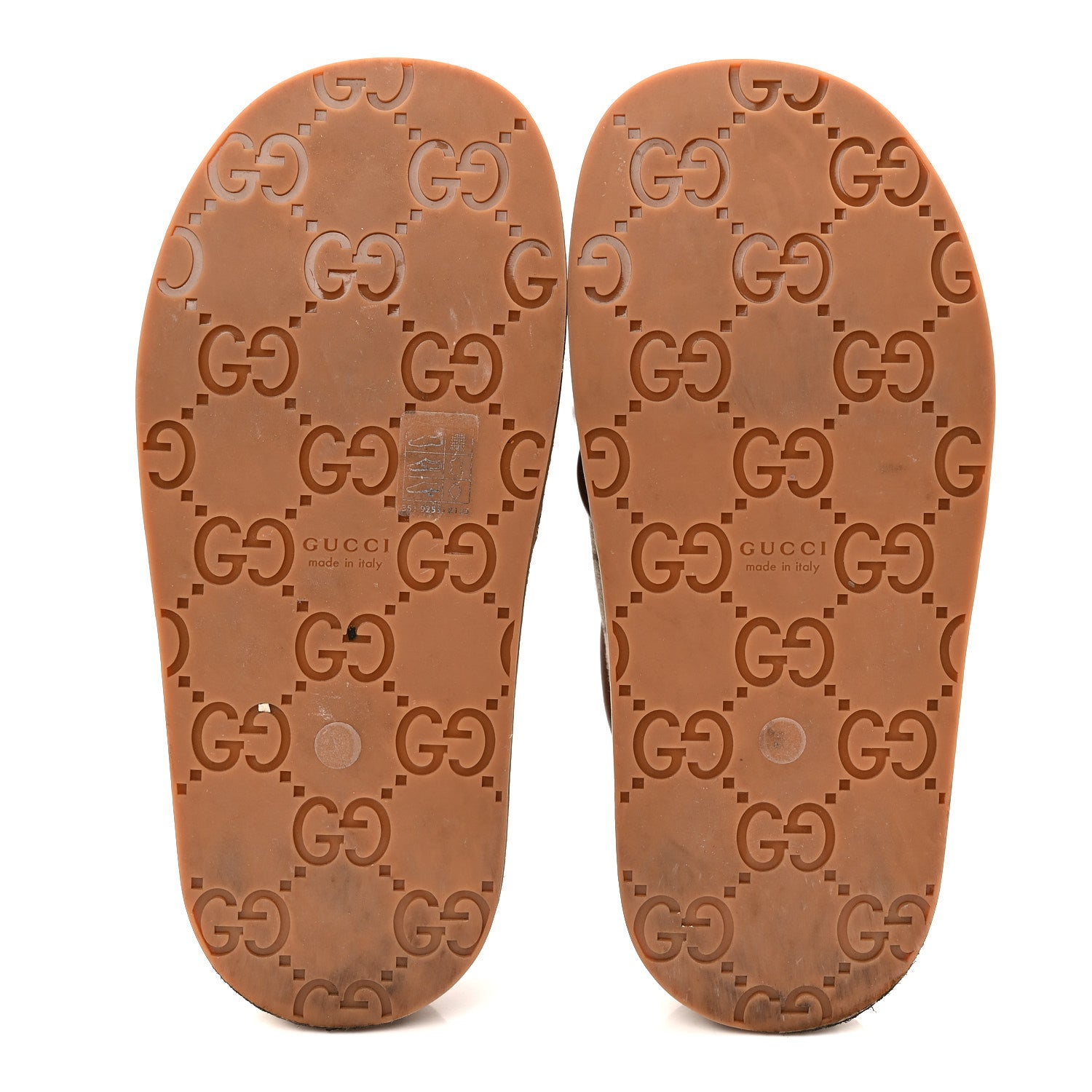 Monogram GG Calfskin Angelina Platform 55mm Slide Sandals 35 Camel Ebony