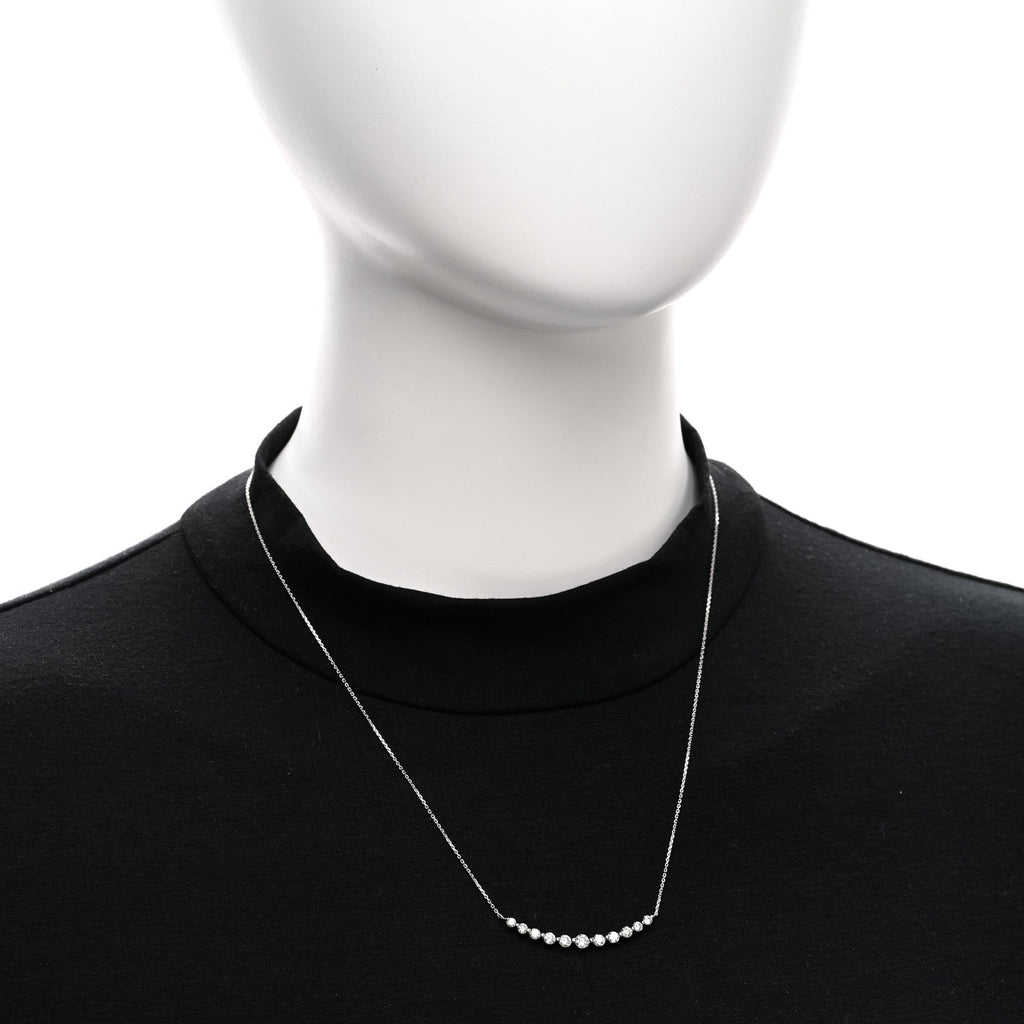 18K White Gold Diamond 1.00ctw Graduated Station Necklace