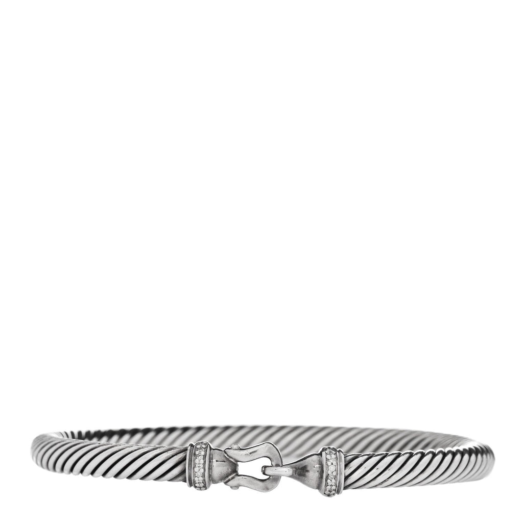 Sterling Silver Diamond 5mm Cable Buckle Bracelet