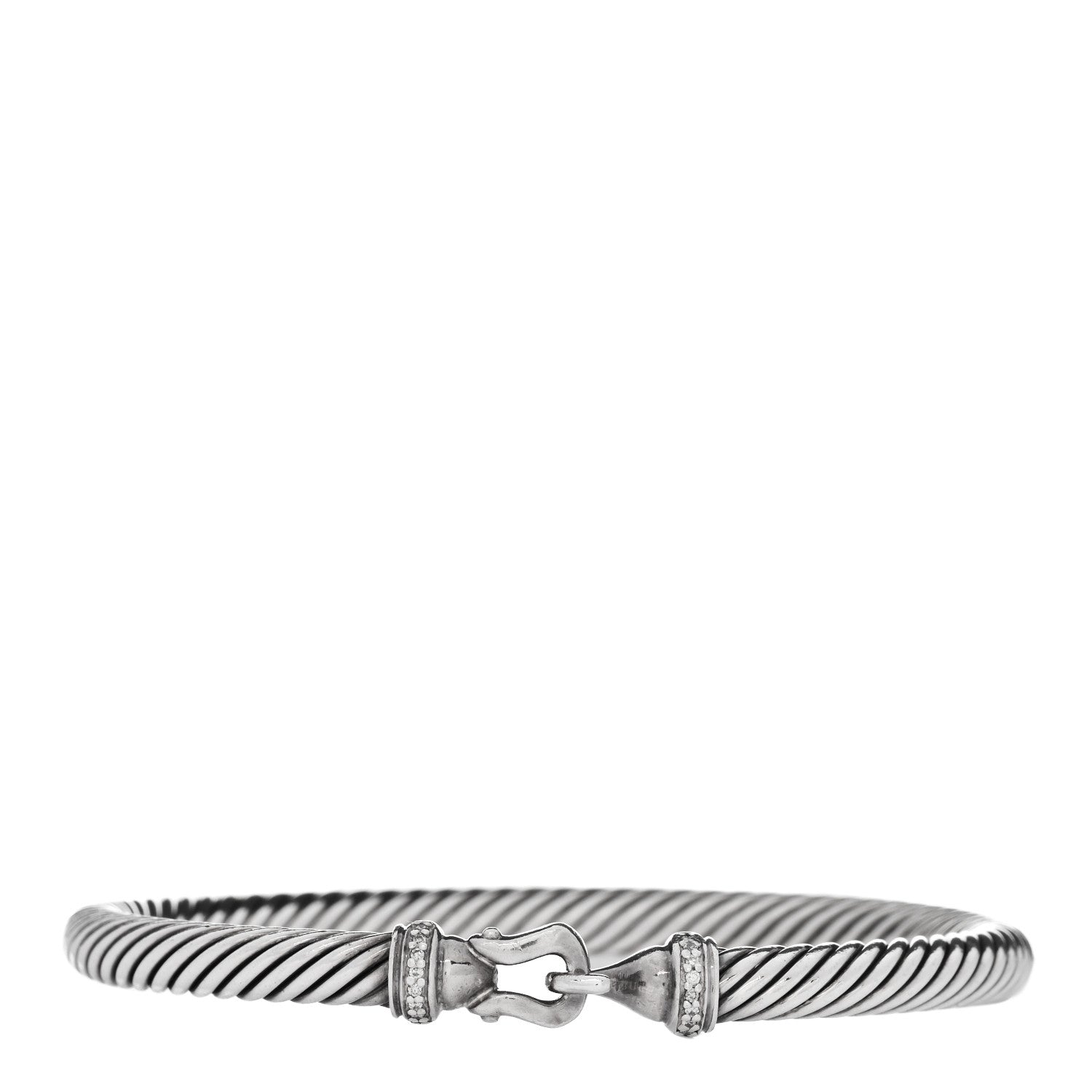 Sterling Silver Diamond 5mm Cable Buckle Bracelet