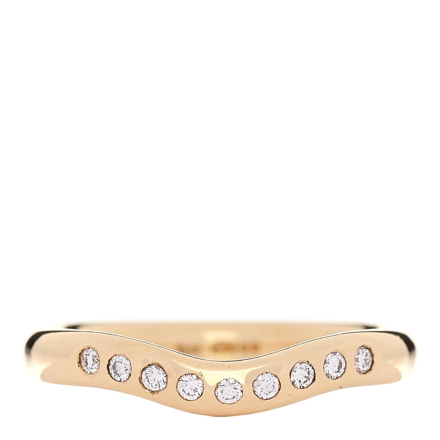 18K Yellow Gold Diamond .08ctw Elsa Peretti Curved Wedding Band Ring 56 7.5