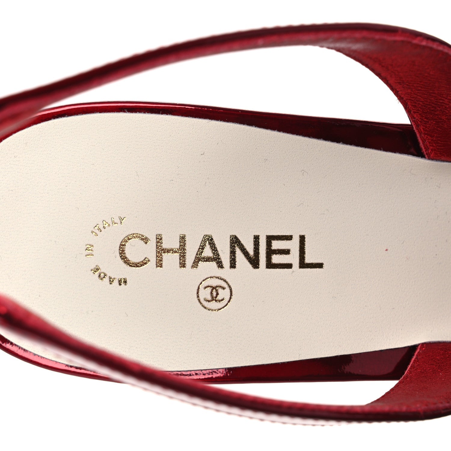 Laminated Calfskin Lambskin Cap Toe CC Slingback Pumps 40 Red Ivory