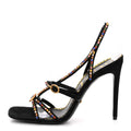 Kid Scamosciato Crystal Embellished Carmen High Heel Sandals 38 Black