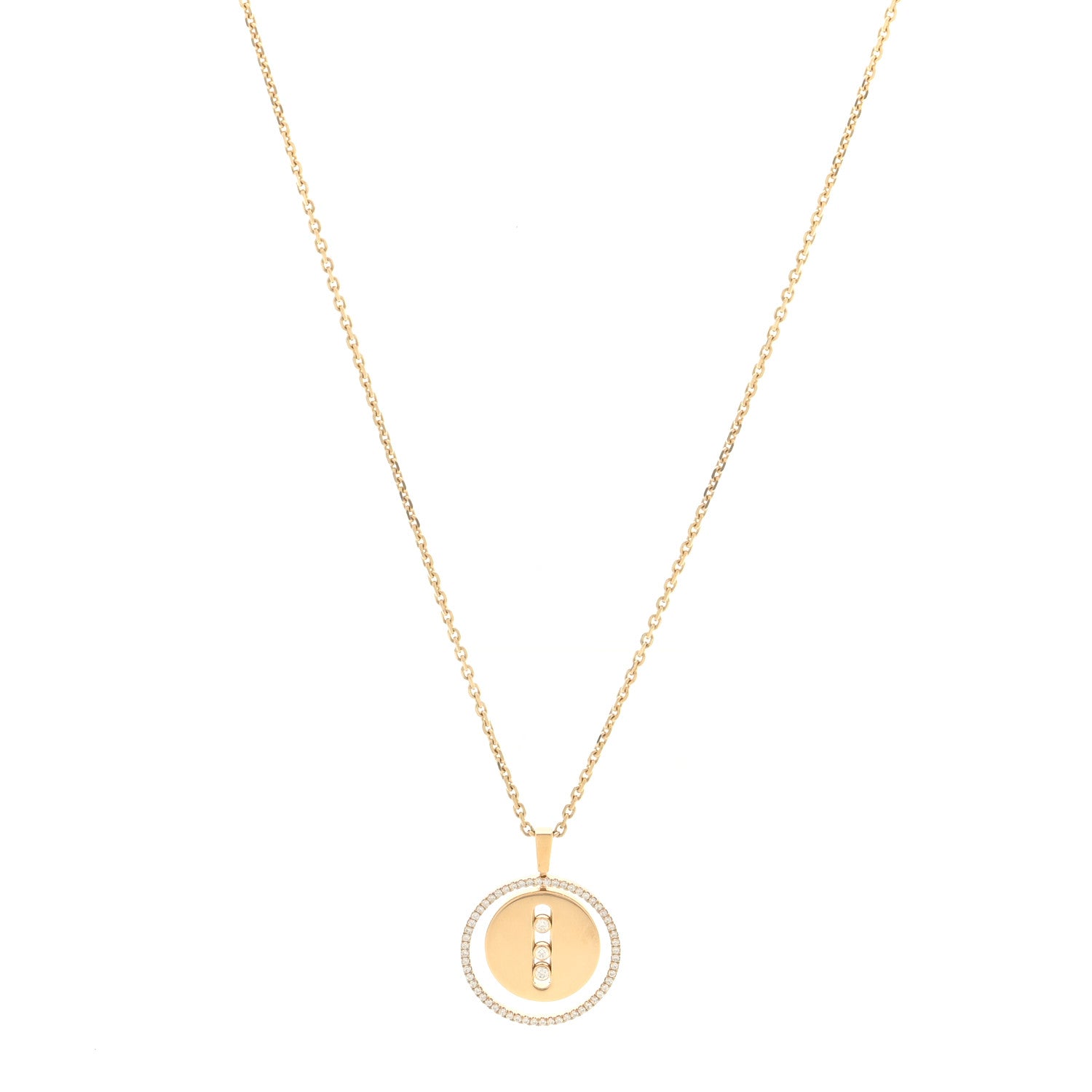 18K Yellow Gold Diamond Medium Lucky Move Pendant Necklace