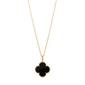 18K Yellow Gold Black Onyx Vintage Alhambra Pendant Necklace