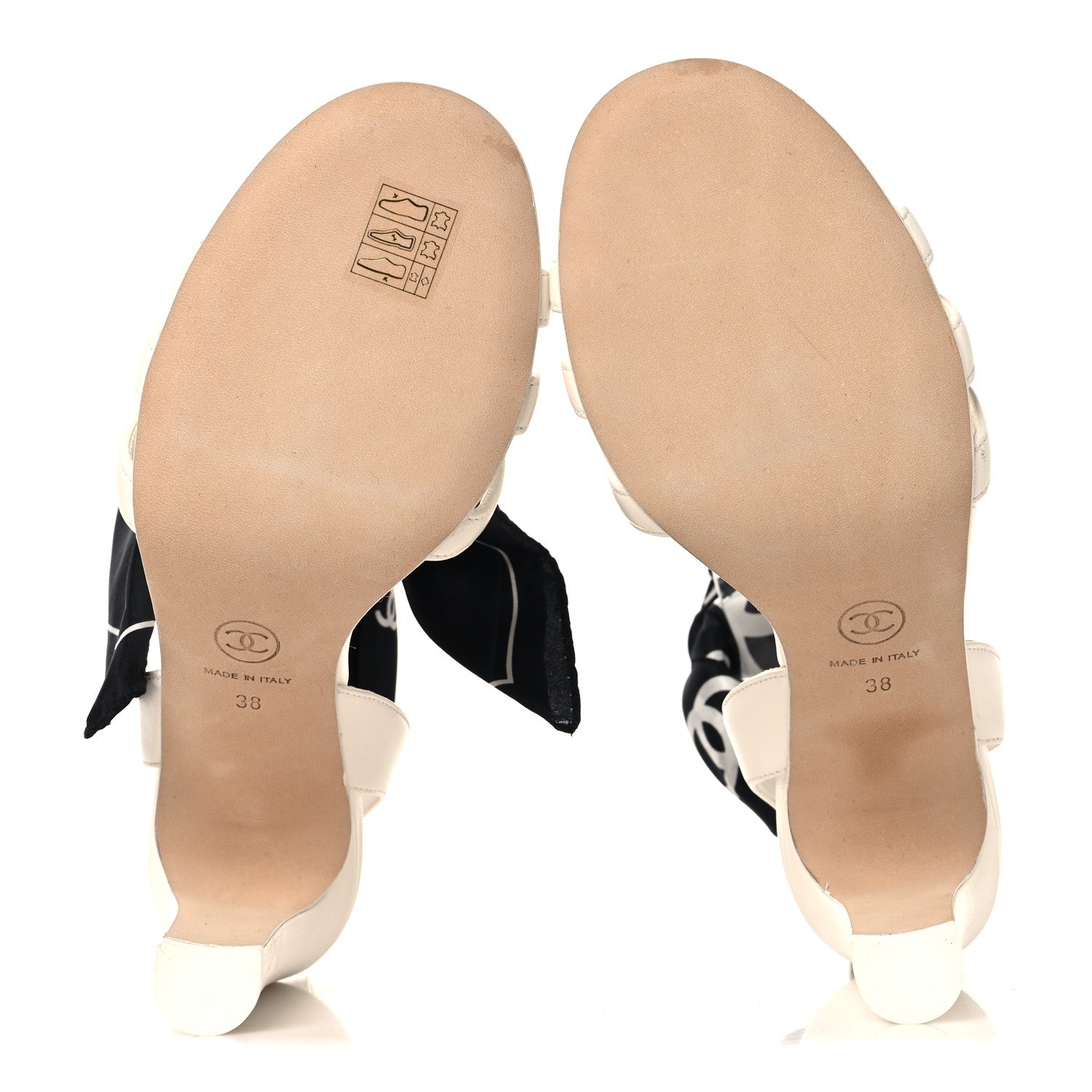 Lambskin Silk CC Wrap Ankle Sandals 38 White Black